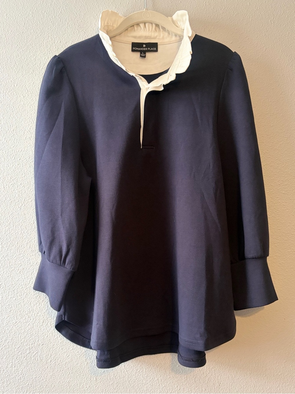 Tuckernuck Pomander Place Navy Charlotte Terry Top-Size L - Picture 2 of 4